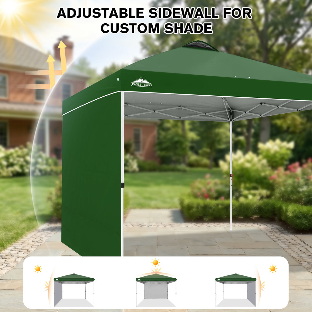 10x10 Commercial Pop up Canopy with 1 Sidewall - Eagle Peak®