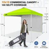 10x10 Commercial Pop up Canopy with 1 Sidewall - Eagle Peak®