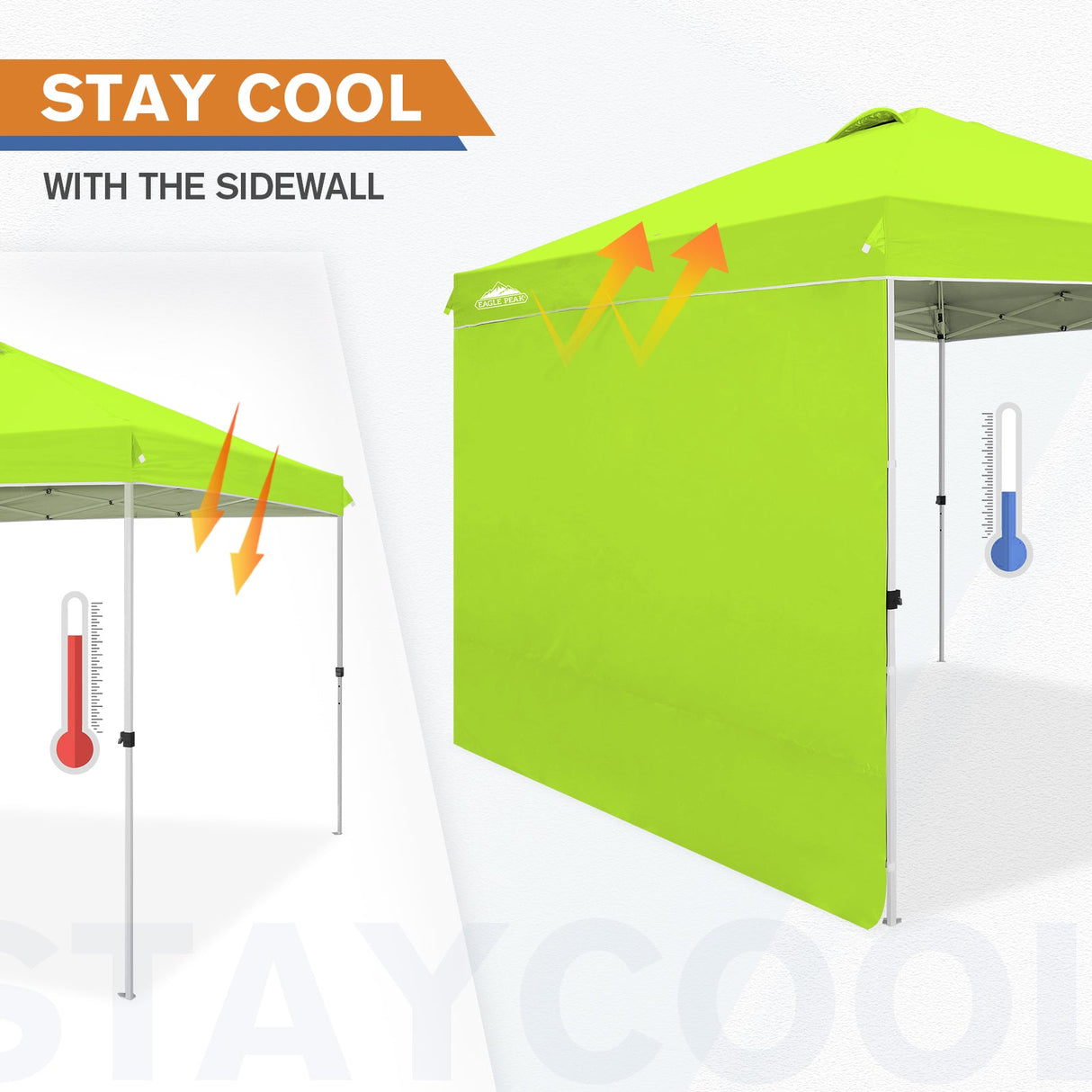 10x10 Commercial Pop up Canopy with 1 Sidewall - Eagle Peak Custom Canopy Tent