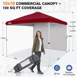 10x10 Commercial Pop up Canopy with 1 Sidewall - Eagle Peak®