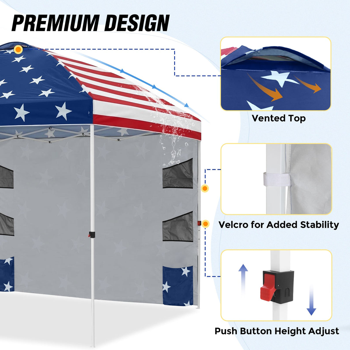 10x10 ft Pop Up Canopy Tent with Sidewall - Eagle Peak Custom Canopy Tent