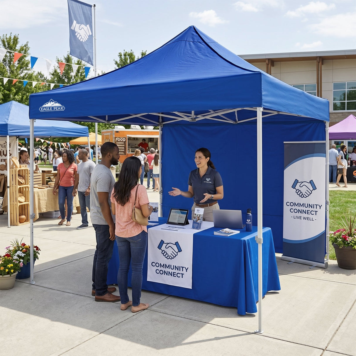 10x10 Heavy Duty Pop up Commercial Canopy Tent with One Removable Sidewall - Eagle Peak