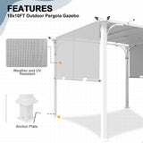 10x10 Metal Pergola with Textilene Top - Eagle Peak Custom Canopy Tent