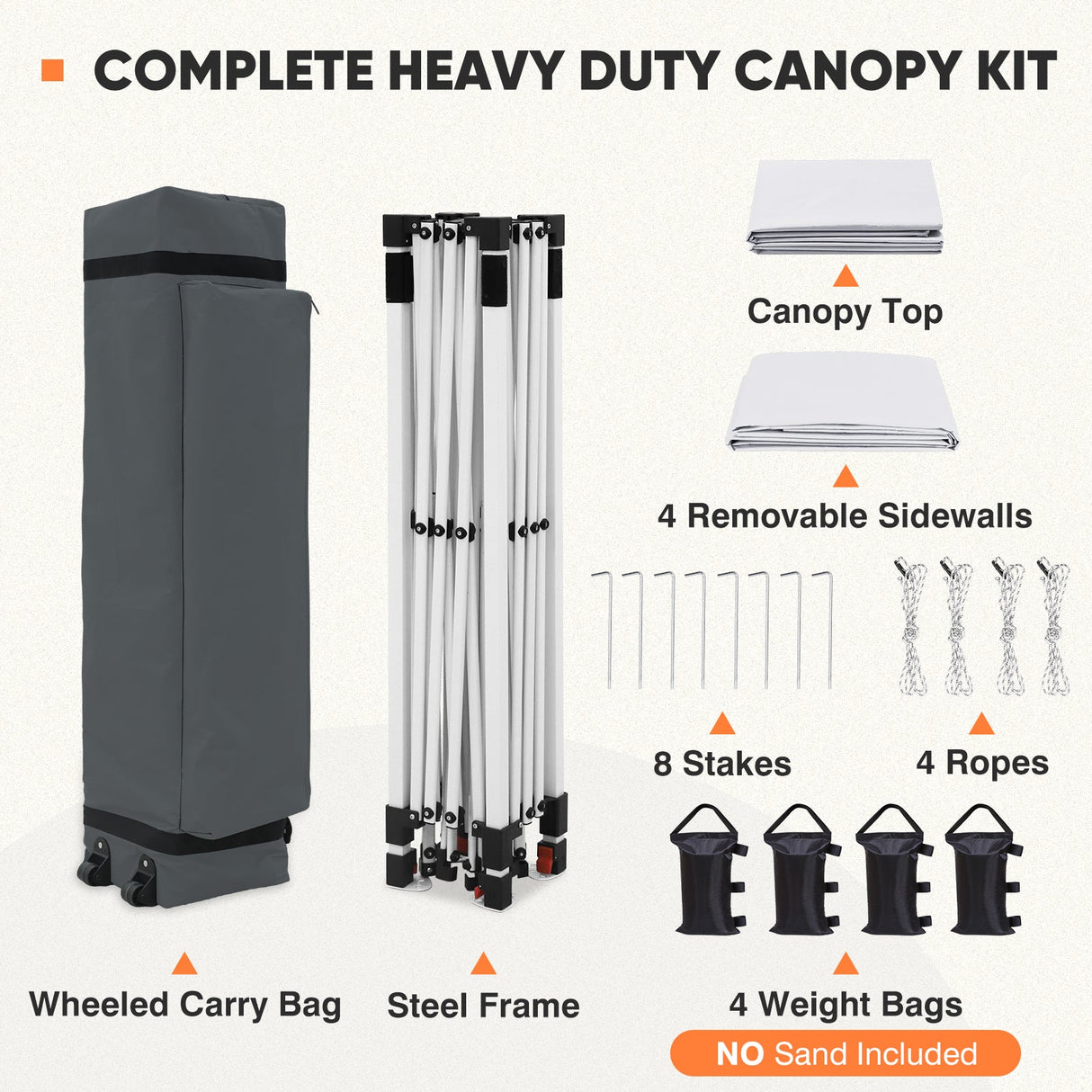 10x10 Pop Up Canopy Tent with Four Sidewalls - Eagle Peak