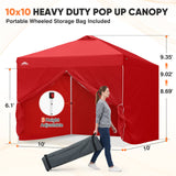 10x10 Pop Up Canopy Tent with Four Sidewalls - Eagle Peak