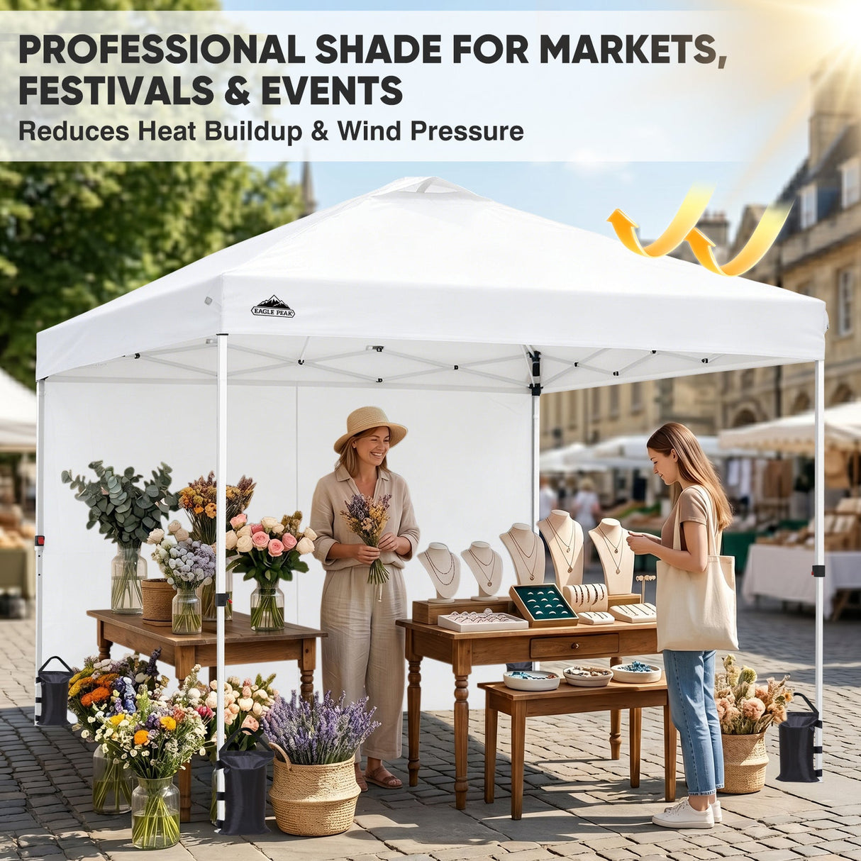 10x10 Pop Up Canopy Tent with One Sidewall - Eagle Peak