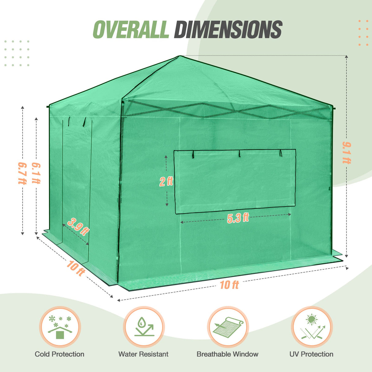 10x10 Walk In Pop Up Greenhouse - Eagle Peak Custom Canopy Tent