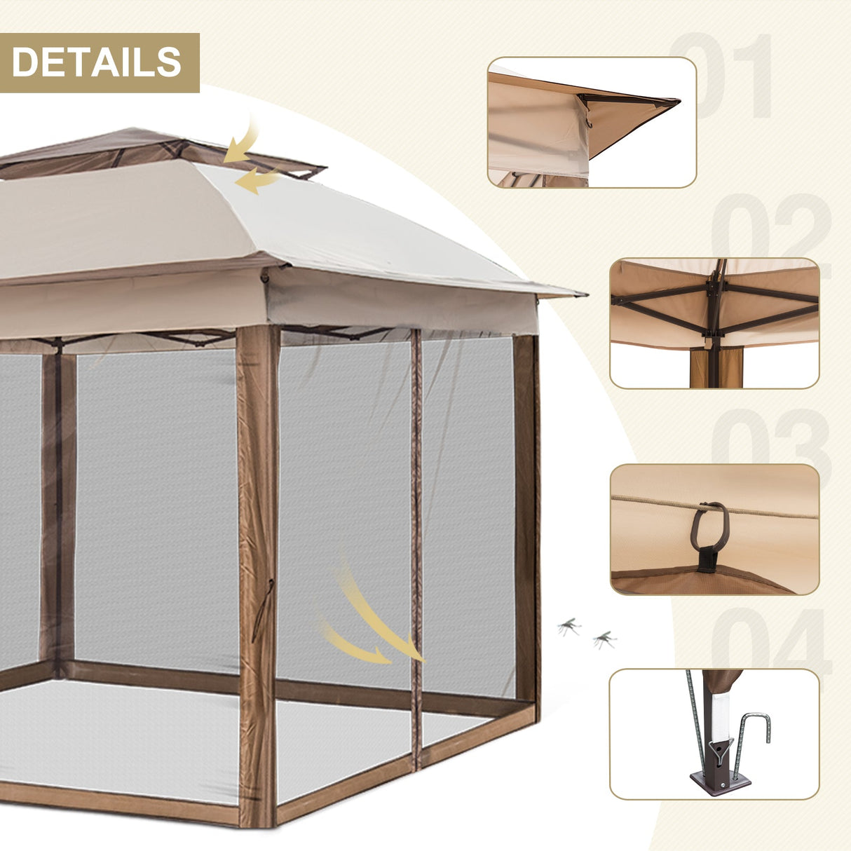 11x11 Pop Up Gazebo Tent with Netting - Eagle Peak Custom Canopy Tent