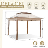 11x11 Pop Up Gazebo Tent with Netting - Eagle Peak Custom Canopy Tent