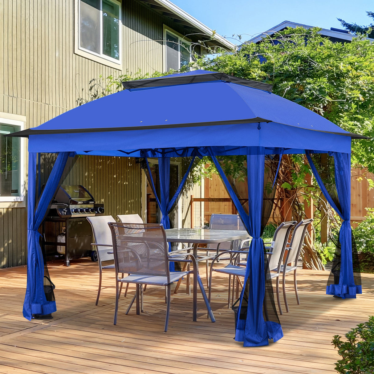 11x11 Pop Up Gazebo Tent with Netting - Eagle Peak Custom Canopy Tent