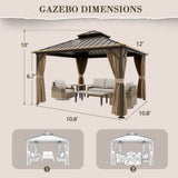 12x10 Hardtop Gazebo, Galvanized Steel Double Roof with Aluminum Frame - Eagle Peak Custom Canopy Tent