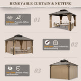 12x10 Hardtop Gazebo, Galvanized Steel Double Roof with Aluminum Frame - Eagle Peak Custom Canopy Tent