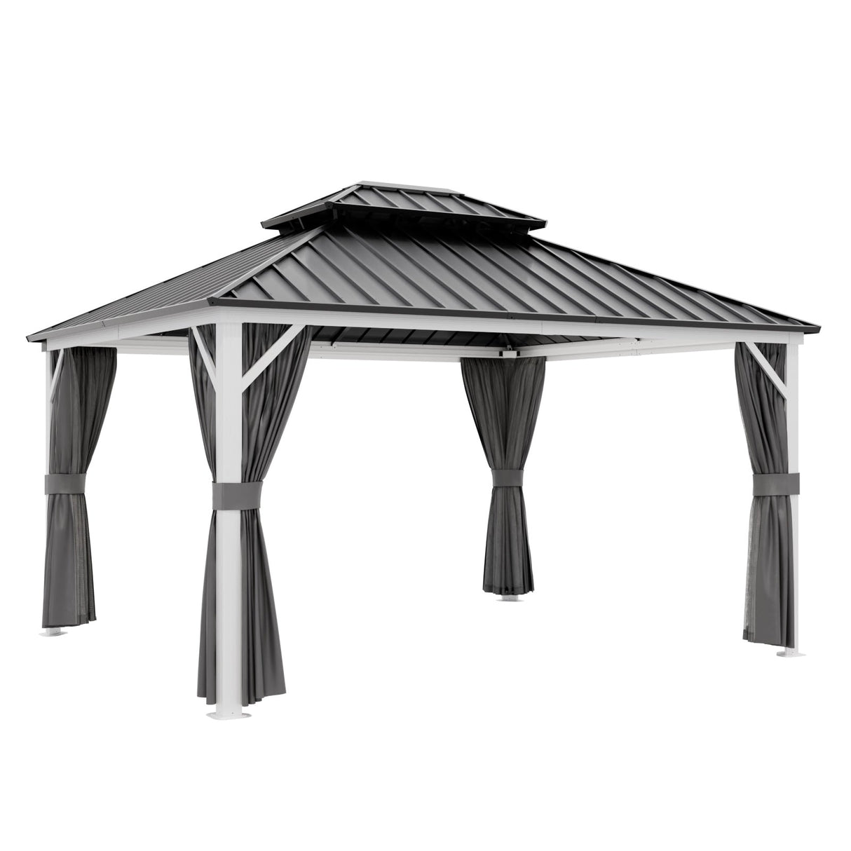 12x10/12x12/12x14/12x16/12x18/12x20 Hardtop Gazebo, Galvanized Steel Double Roof with Aluminum Frame - Eagle Peak Custom Canopy Tent
