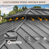 12x10/12x12/12x14/12x16/12x18/12x20 Hardtop Gazebo, Galvanized Steel Double Roof with Aluminum Frame - Eagle Peak Custom Canopy Tent