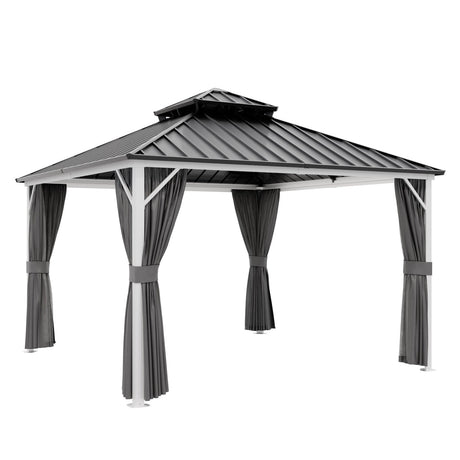 12x10/12x12/12x14/12x16/12x18/12x20 Hardtop Gazebo, Galvanized Steel Double Roof with Aluminum Frame - Eagle Peak Custom Canopy Tent