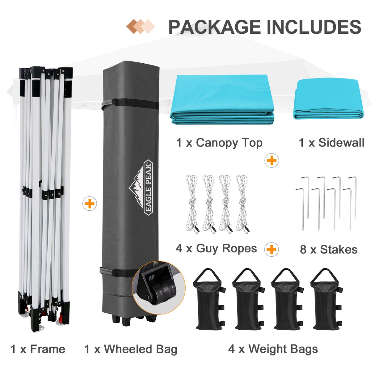 12x12 Commercial Heavy Duty Pop up Canopy with 1 Sidewall - Eagle Peak Custom Canopy Tent