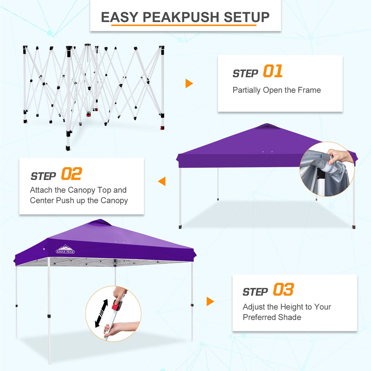12x12 ft Pop Up Canopy Tent - Eagle Peak Custom Canopy Tent