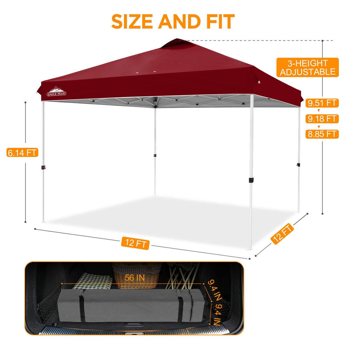 12x12 ft Pop Up Canopy Tent - Eagle Peak