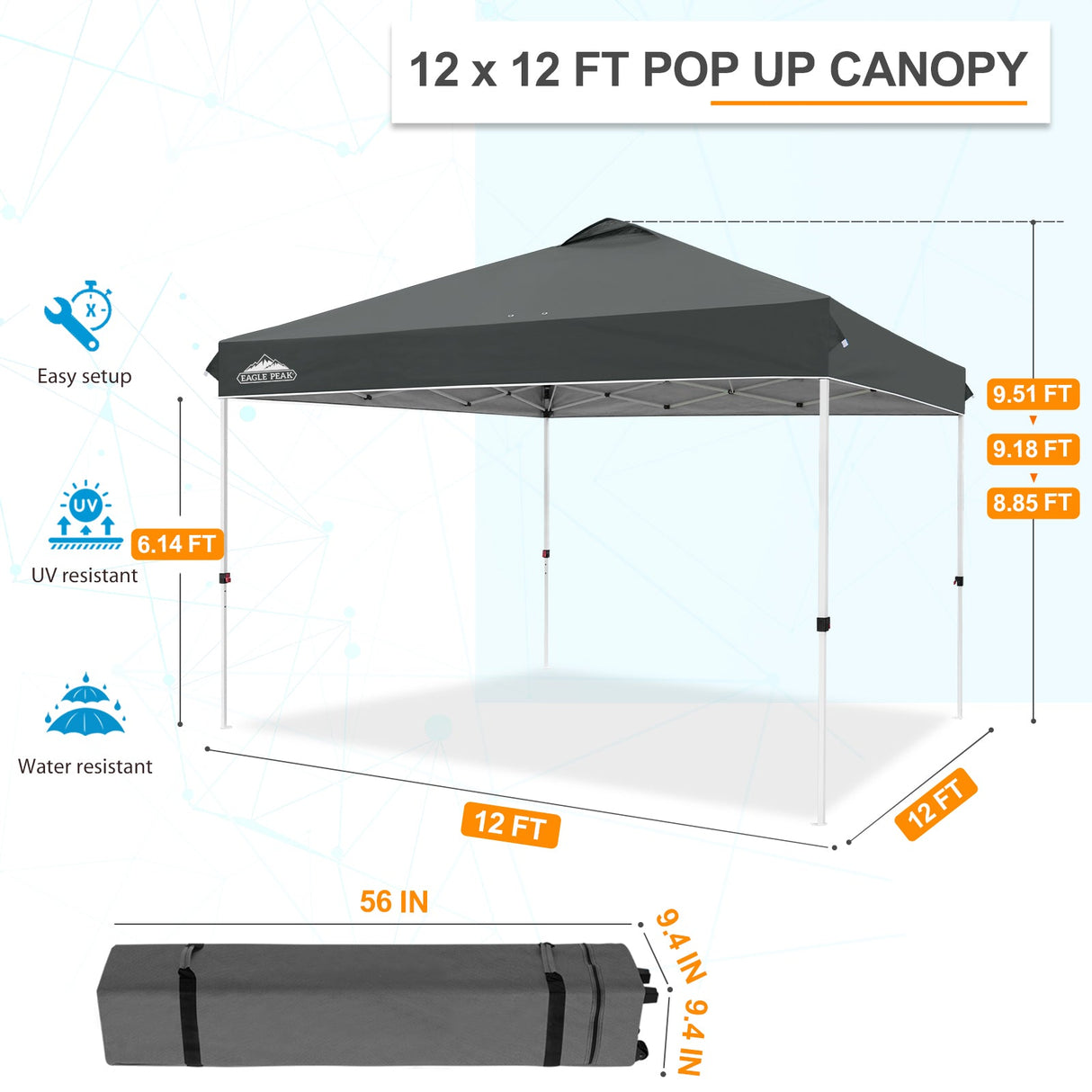 12x12 ft Pop Up Canopy Tent - Eagle Peak Custom Canopy Tent