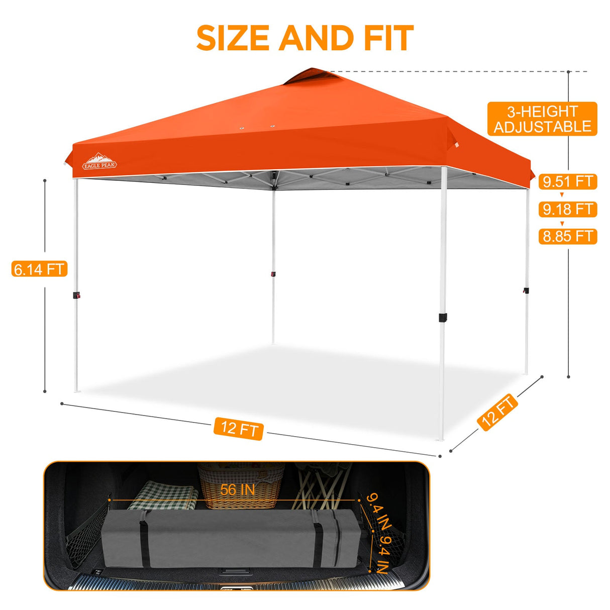 12x12 ft Pop Up Canopy Tent - Eagle Peak