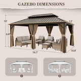 12x18 Hardtop Gazebo, Galvanized Steel Double Roof with Aluminum Frame - Eagle Peak Custom Canopy Tent