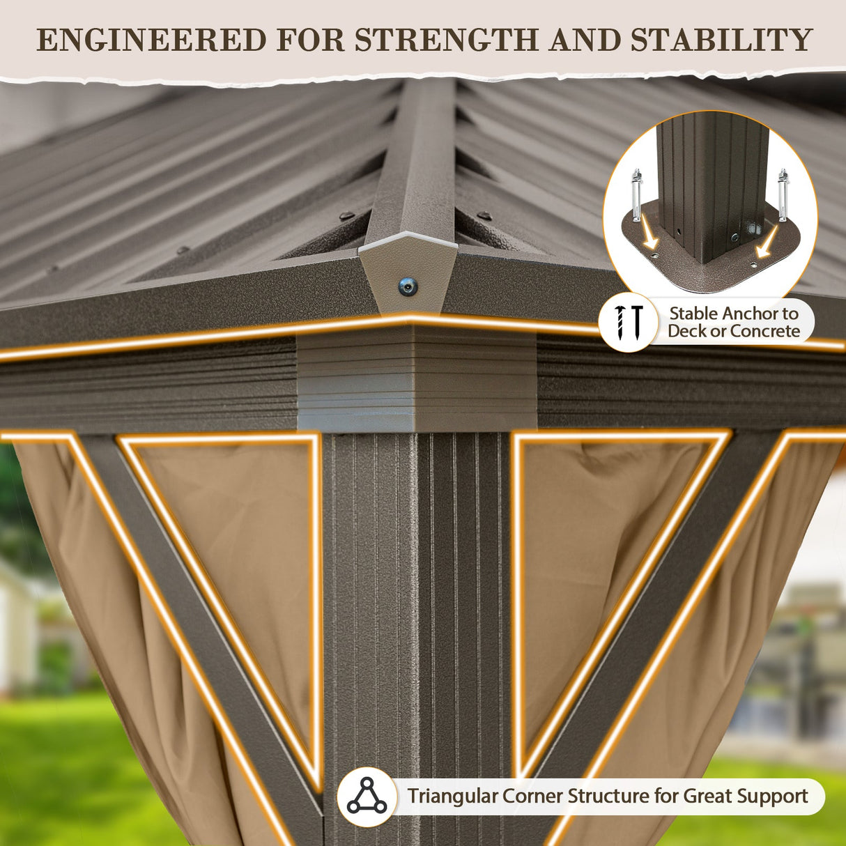 12x20 Hardtop Gazebo, Galvanized Steel Double Roof with Aluminum Frame - Eagle Peak Custom Canopy Tent