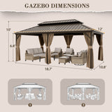 12x20 Hardtop Gazebo, Galvanized Steel Double Roof with Aluminum Frame - Eagle Peak Custom Canopy Tent