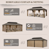 12x20 Hardtop Gazebo, Galvanized Steel Double Roof with Aluminum Frame - Eagle Peak Custom Canopy Tent