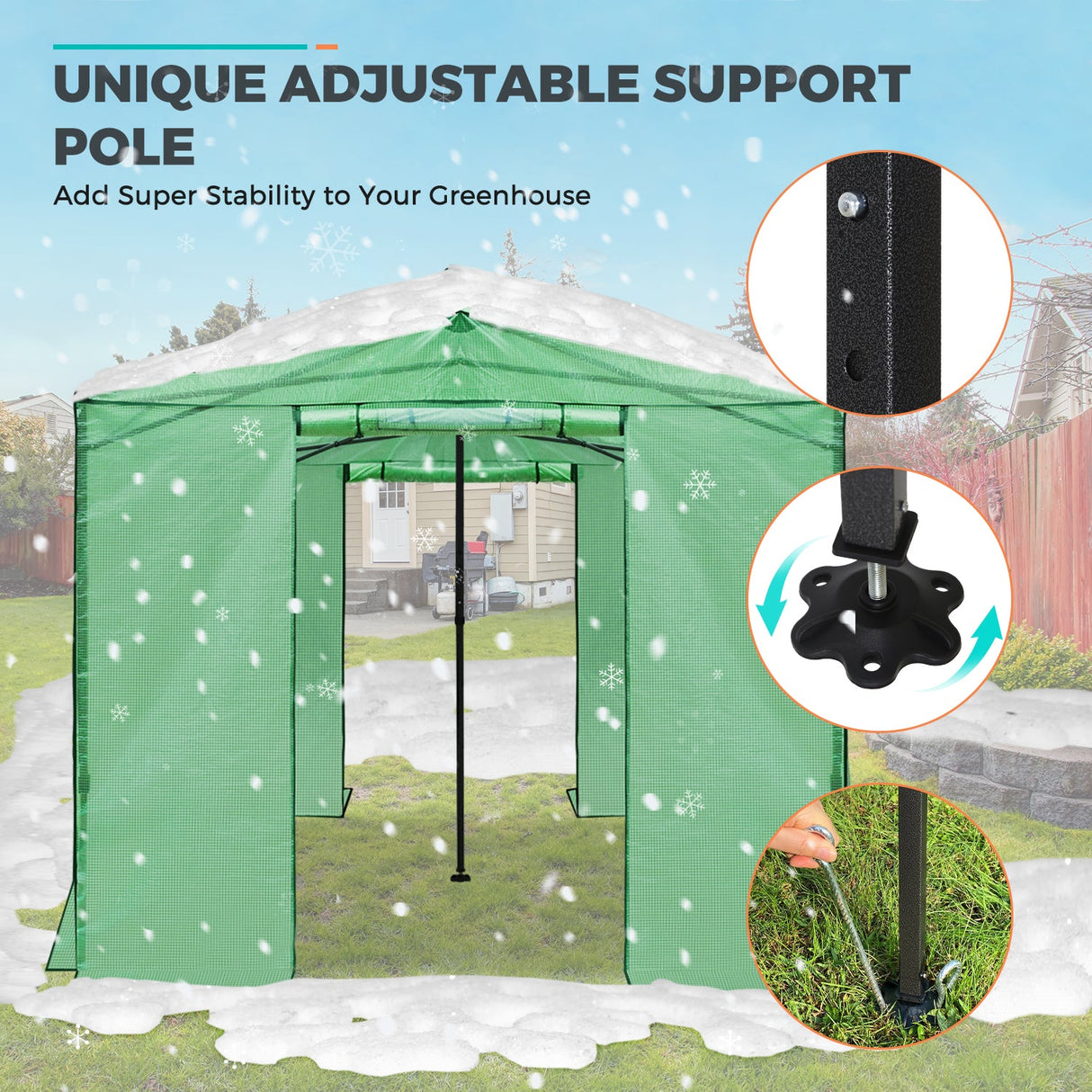 12x8 Portable Large Walk - in Pop Up Greenhouse - Eagle Peak