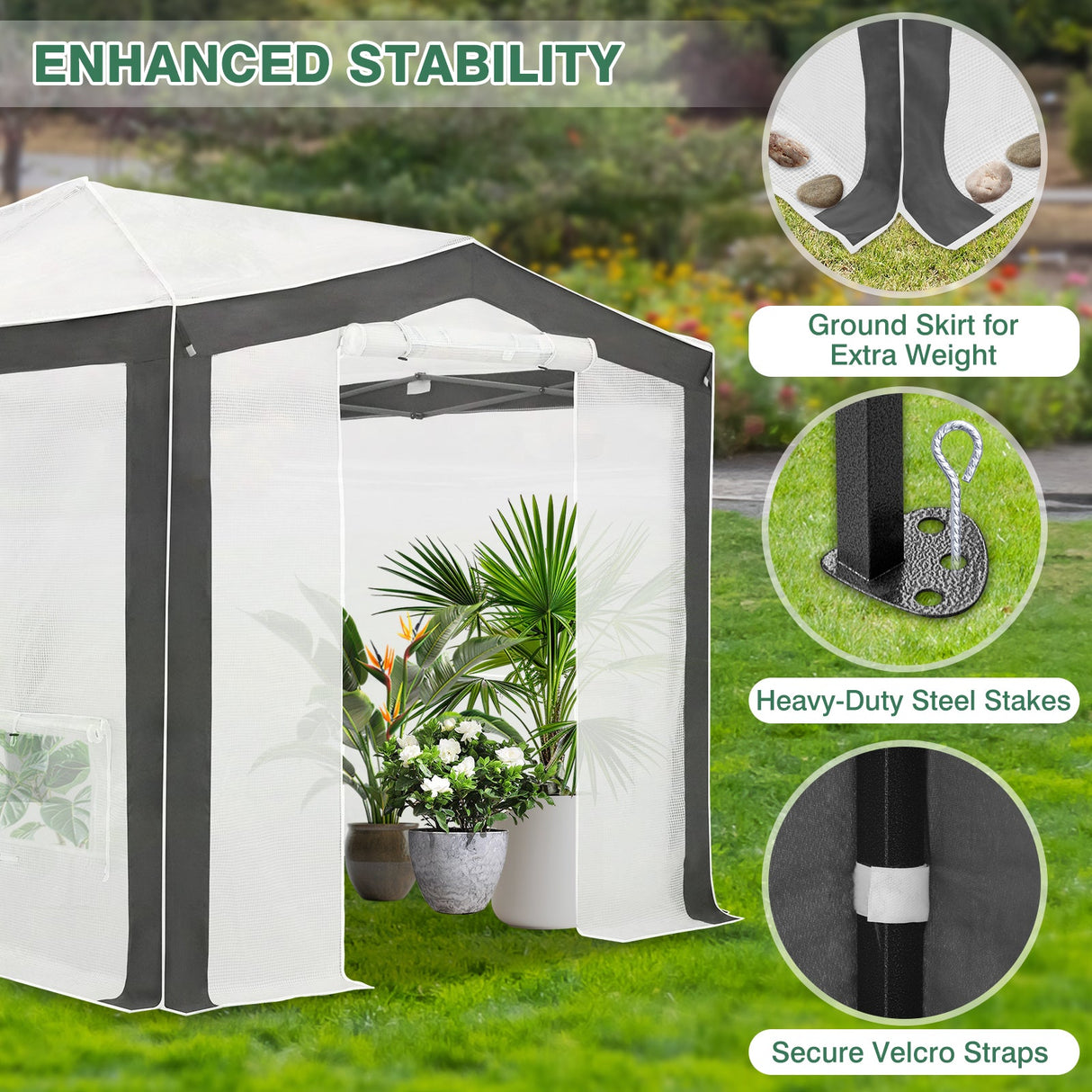 12x8 Portable Walk in Greenhouse with Polyester Reinforced Corners - Eagle Peak Custom Canopy Tent