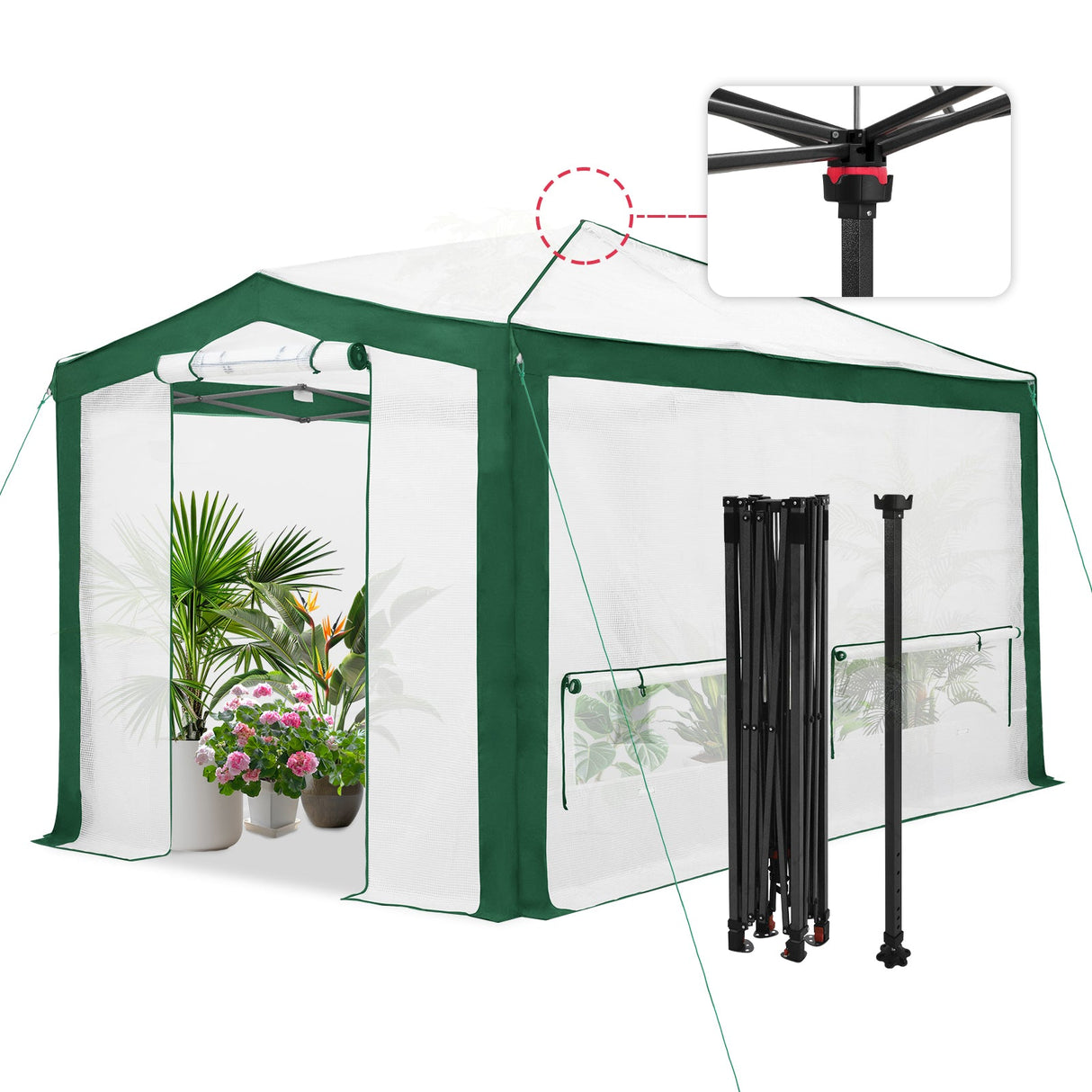 12x8 Portable Walk in Greenhouse with Polyester Reinforced Corners - Eagle Peak Custom Canopy Tent
