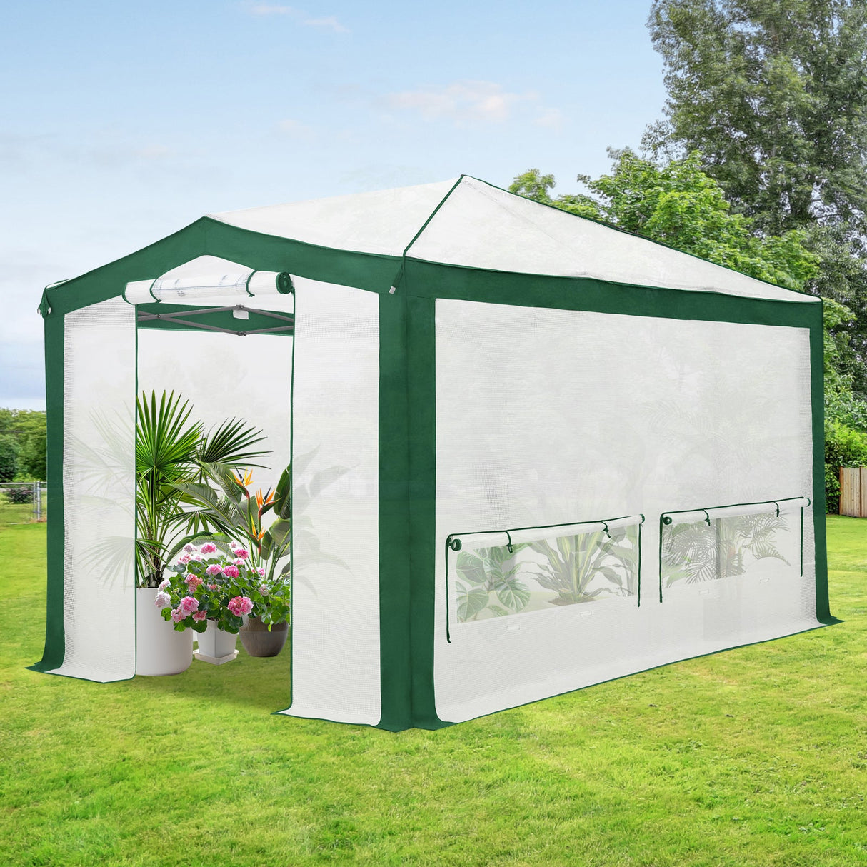 12x8 Portable Walk in Greenhouse with Polyester Reinforced Corners - Eagle Peak Custom Canopy Tent