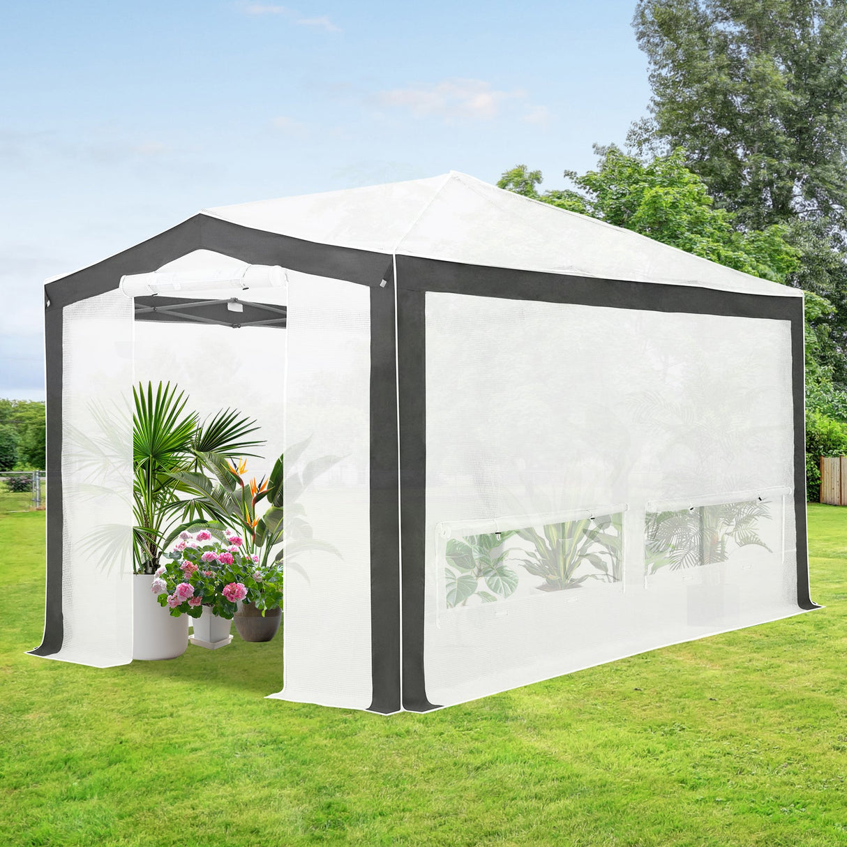 12x8 Portable Walk in Greenhouse with Polyester Reinforced Corners - Eagle Peak Custom Canopy Tent