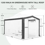 12x8 Portable Walk in Greenhouse with Polyester Reinforced Corners - Eagle Peak Custom Canopy Tent