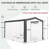 12X8 Replacement Top cover of Walk in Greenhouse with Polyester Reinforced Corners - Eagle Peak Custom Canopy Tent