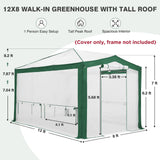 12X8 Replacement Top cover of Walk in Greenhouse with Polyester Reinforced Corners - Eagle Peak Custom Canopy Tent