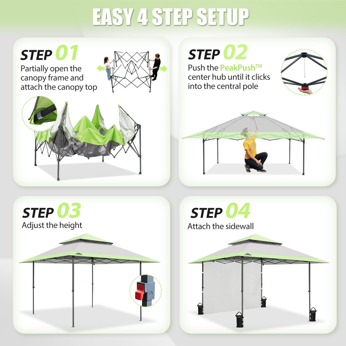 13x13 Pop Up Canopy Tent With Sidewall - Eagle Peak®