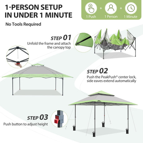 13x13 Straight Leg Pop Up Canopy Tent with 169 sqft of Shade - Eagle Peak®