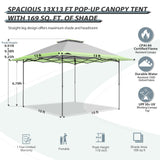 13x13 Straight Leg Pop Up Canopy Tent with 169 sqft of Shade - Eagle Peak Custom Canopy Tent