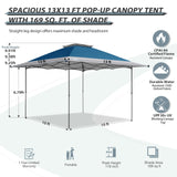 13x13 Straight Leg Pop Up Canopy Tent with 169 sqft of Shade - Eagle Peak Custom Canopy Tent