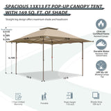 13x13 Straight Leg Pop Up Canopy Tent with 169 sqft of Shade - Eagle Peak Custom Canopy Tent