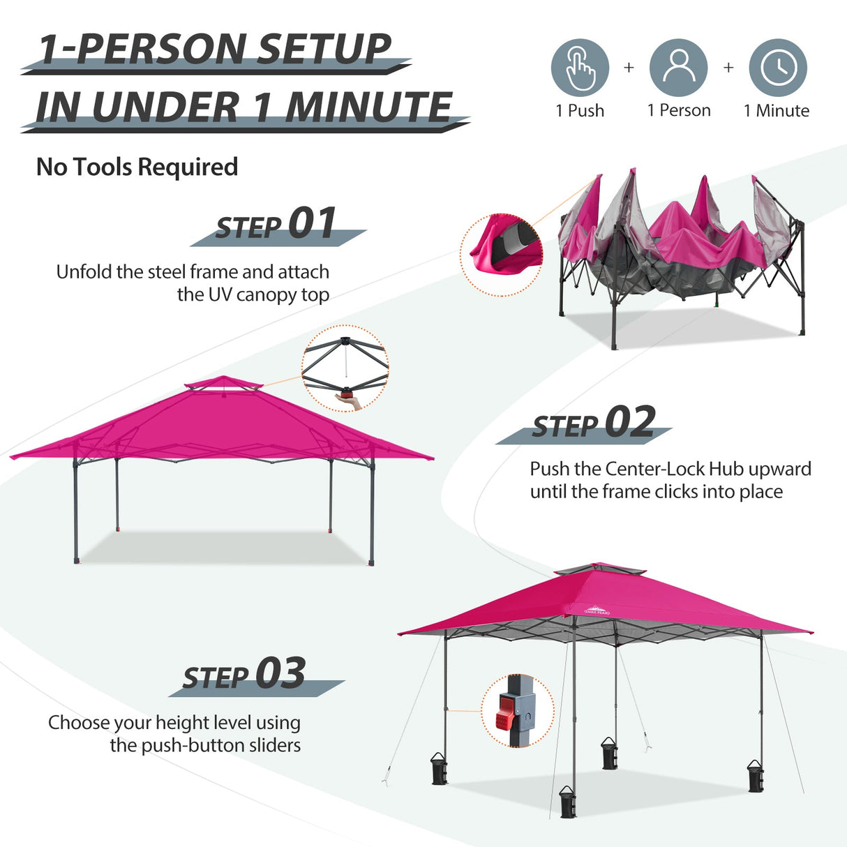 13x13 Straight Leg Pop Up Canopy Tent with 169 sqft of Shade - Eagle Peak Custom Canopy Tent