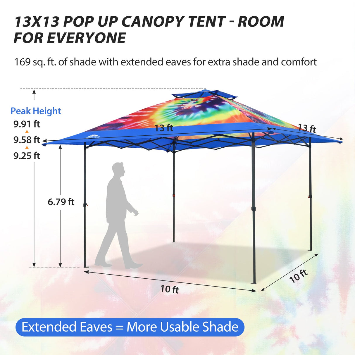 13x13 Straight Leg Pop Up Canopy Tent with 169 sqft of Shade - Eagle Peak®