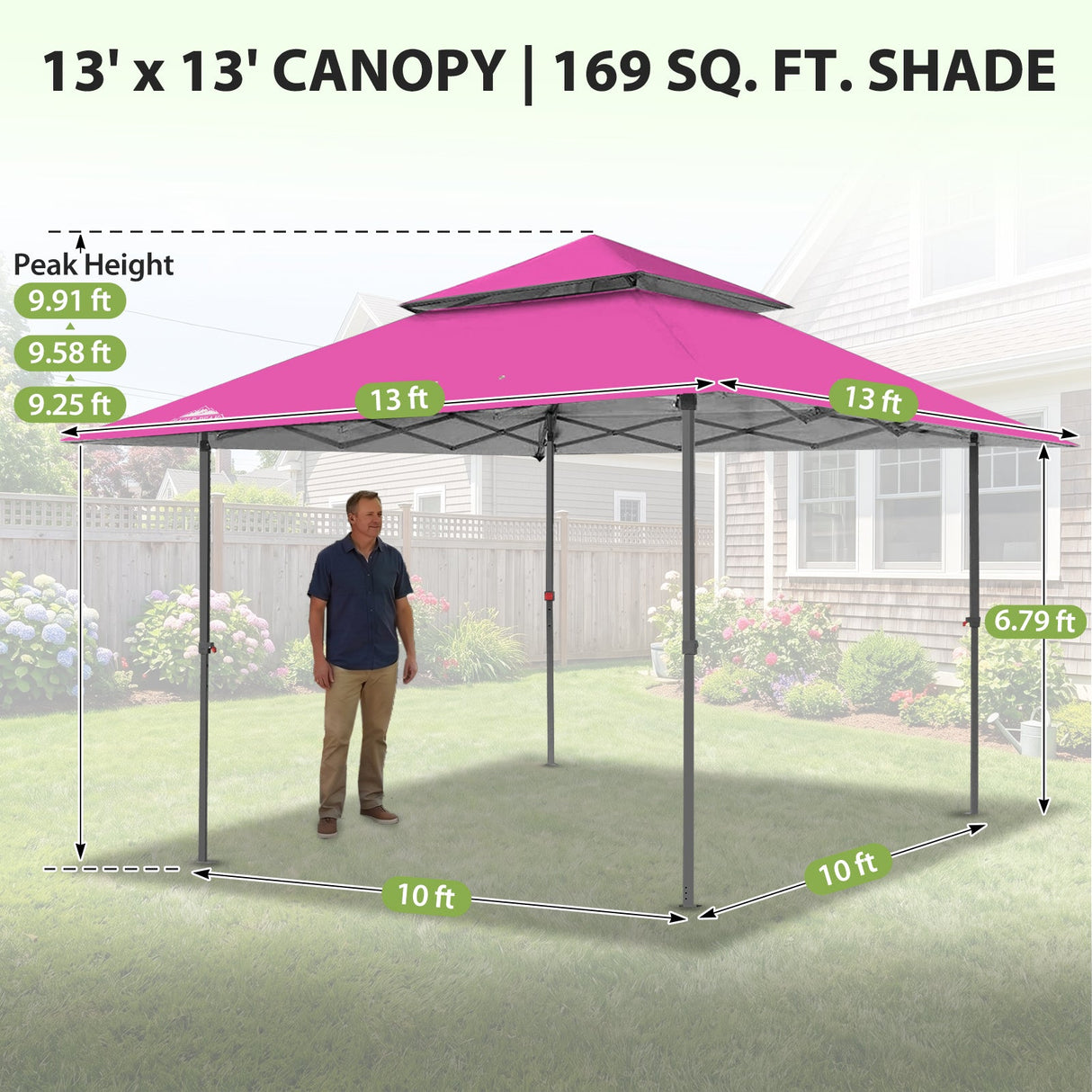 13x13 Straight Leg Pop Up Canopy Tent with 169 sqft of Shade - Eagle Peak®