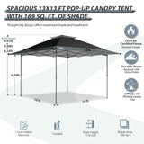 13x13 Straight Leg Pop Up Canopy Tent with 169 sqft of Shade - Eagle Peak Custom Canopy Tent