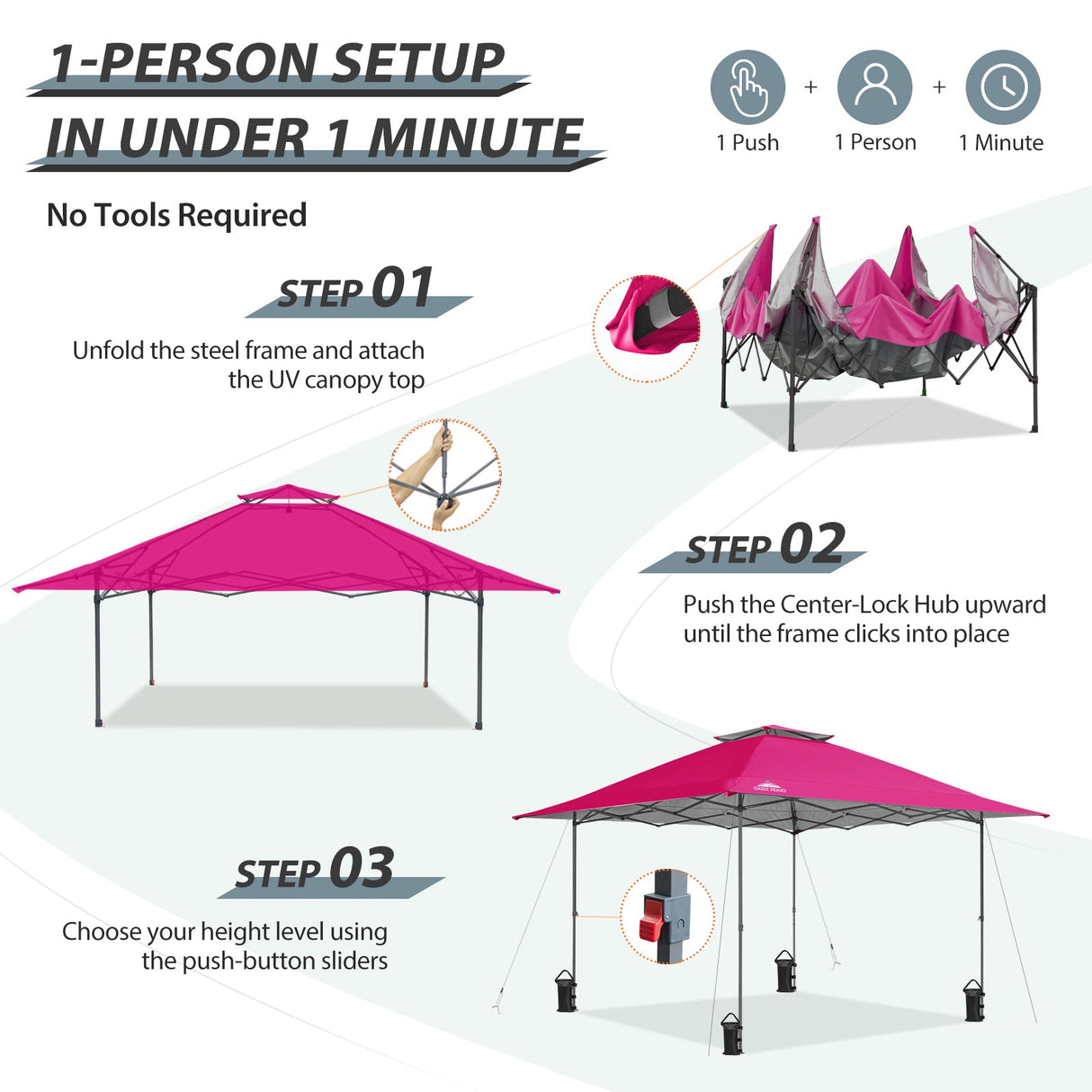 13x13 Straight Leg Pop Up Canopy Tent with 169 sqft of Shade - Eagle Peak Custom Canopy Tent