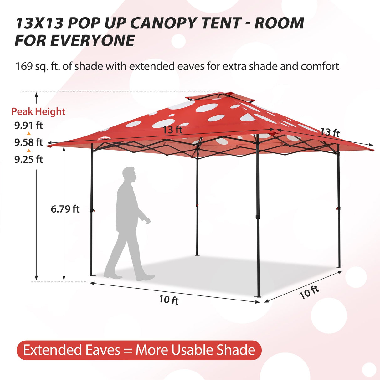 13x13 Straight Leg Pop Up Canopy Tent with 169 sqft of Shade - Eagle Peak®