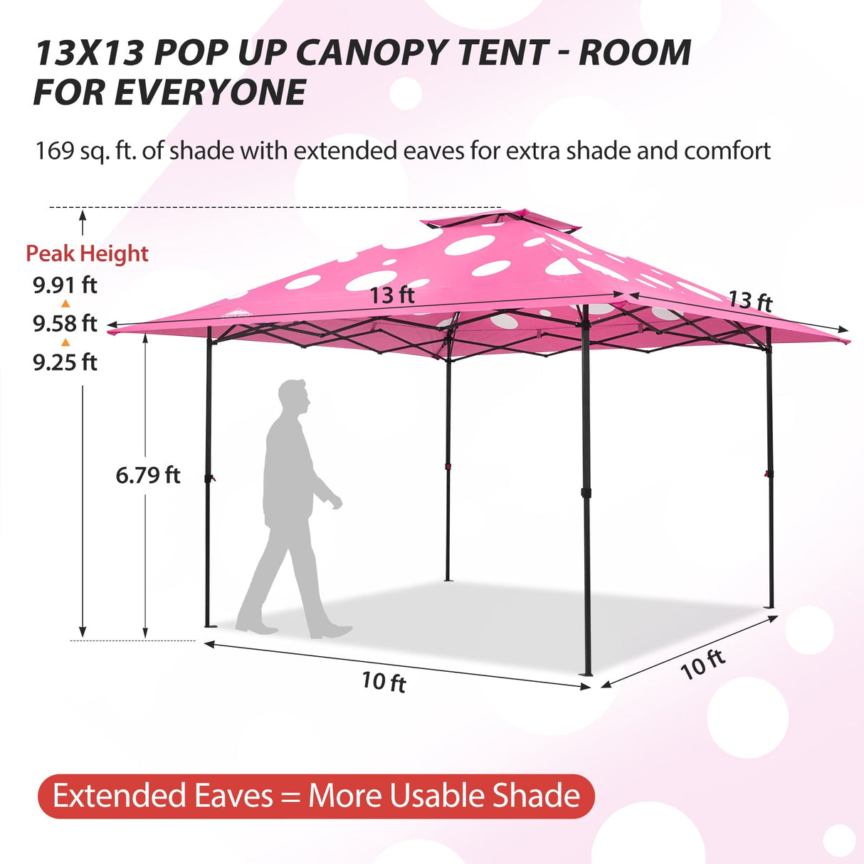 13x13 Straight Leg Pop Up Canopy Tent with 169 sqft of Shade - Eagle Peak®