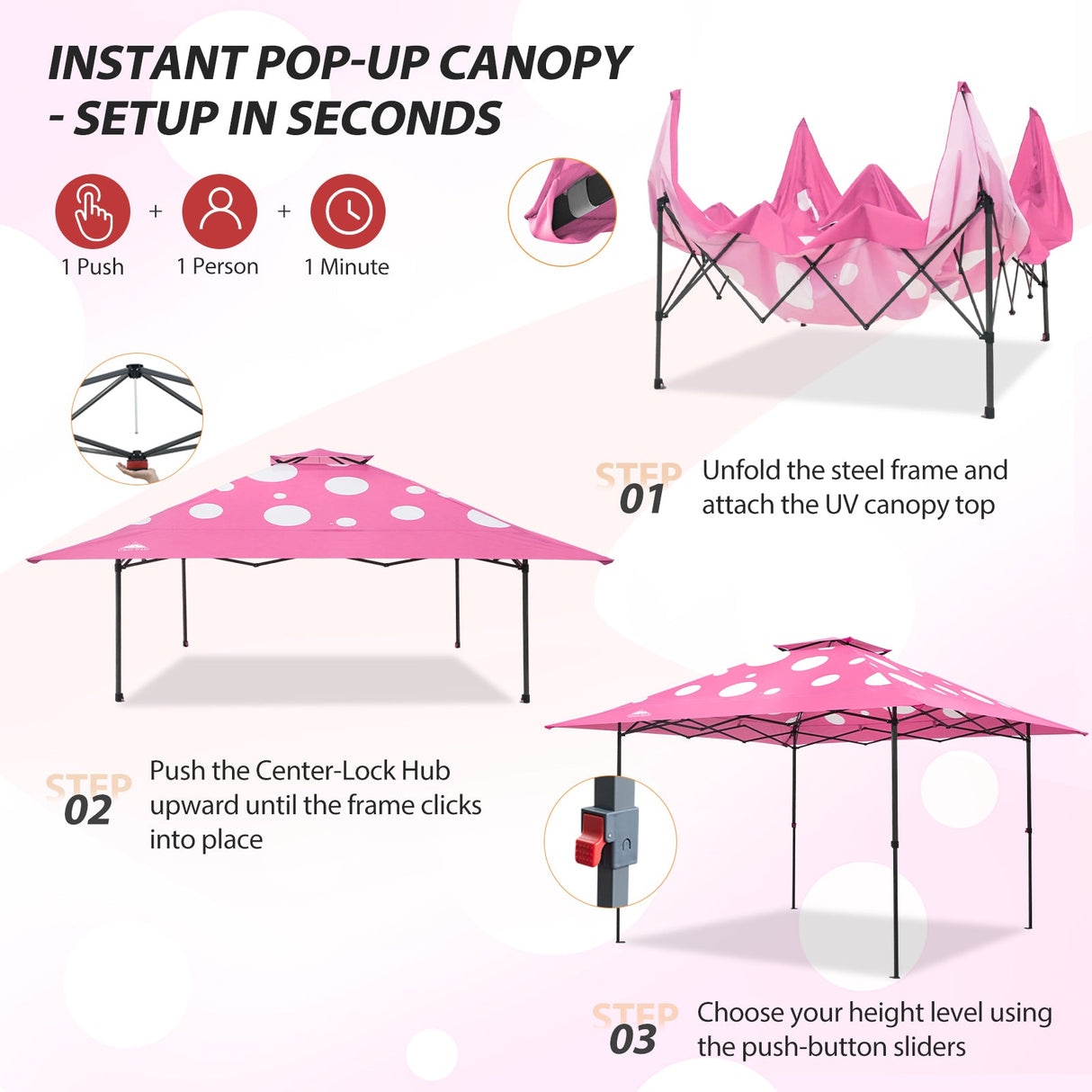 13x13 Straight Leg Pop Up Canopy Tent with 169 sqft of Shade - Eagle Peak®