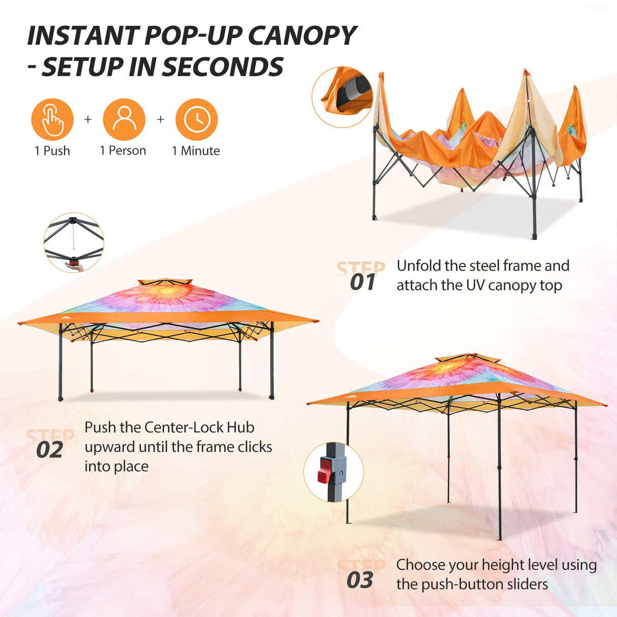 13x13 Straight Leg Pop Up Canopy Tent with 169 sqft of Shade - Eagle Peak®